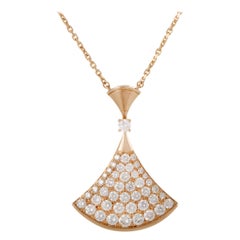 Bvlgari Diva's Dream 18 Karat Rose Gold Diamond Pave Pendant Necklace