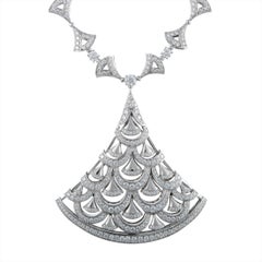 Bvlgari Diva's Dream 18 Karat White Gold Diamond Pave Large Pendant Necklace