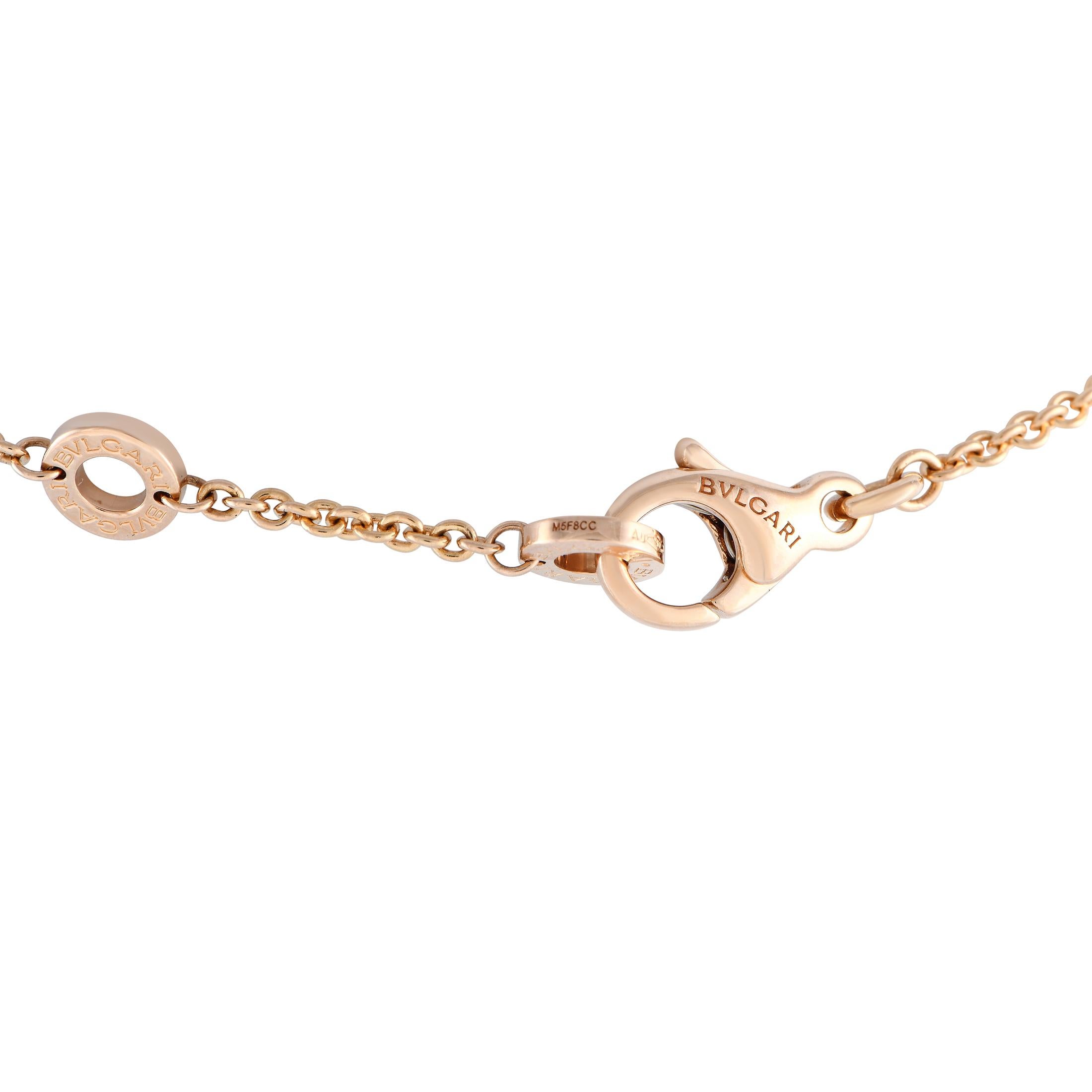 Round Cut Bvlgari Diva's Dream 18K Rose Gold 1.70ct Diamond Necklace For Sale