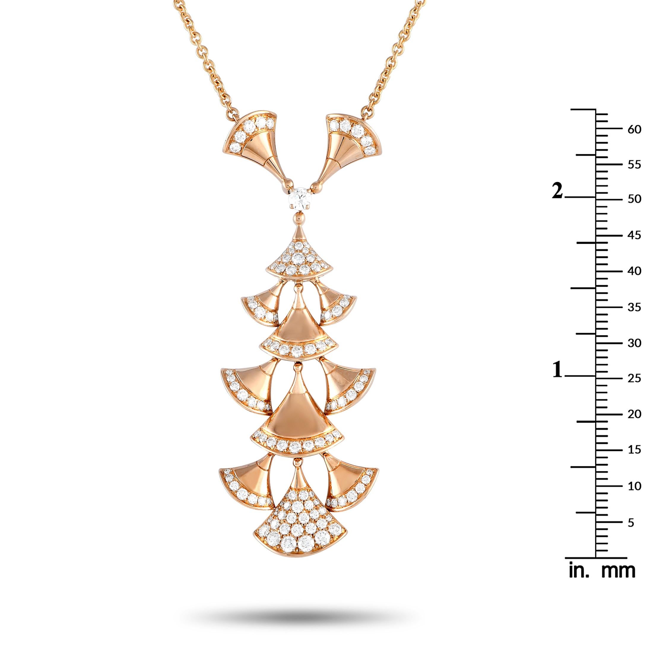 Bvlgari Diva's Dream 18K Rose Gold 1.70ct Diamond Necklace In Excellent Condition For Sale In Southampton, PA