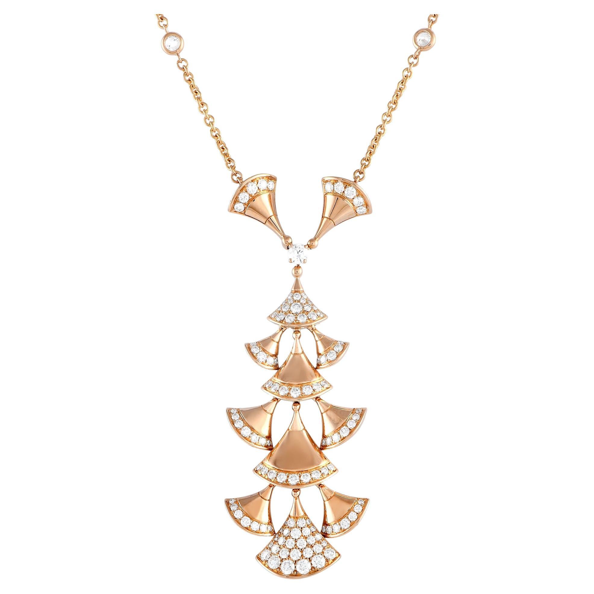 Bvlgari Diva's Dream 18K Rose Gold 1.70ct Diamond Necklace For Sale