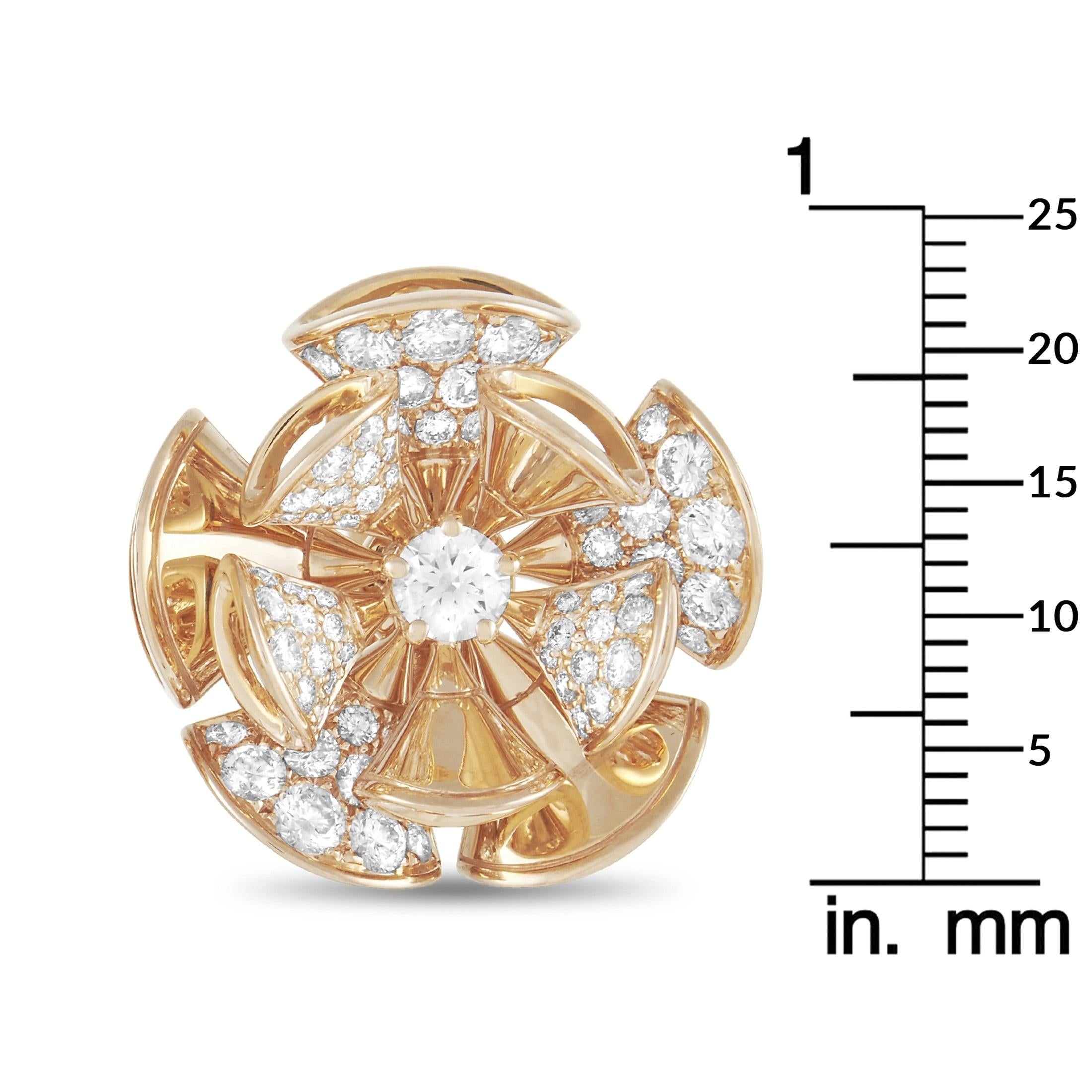 Round Cut Bvlgari Divas Dream 18K Rose Gold 2.60 Ct Diamond Earrings