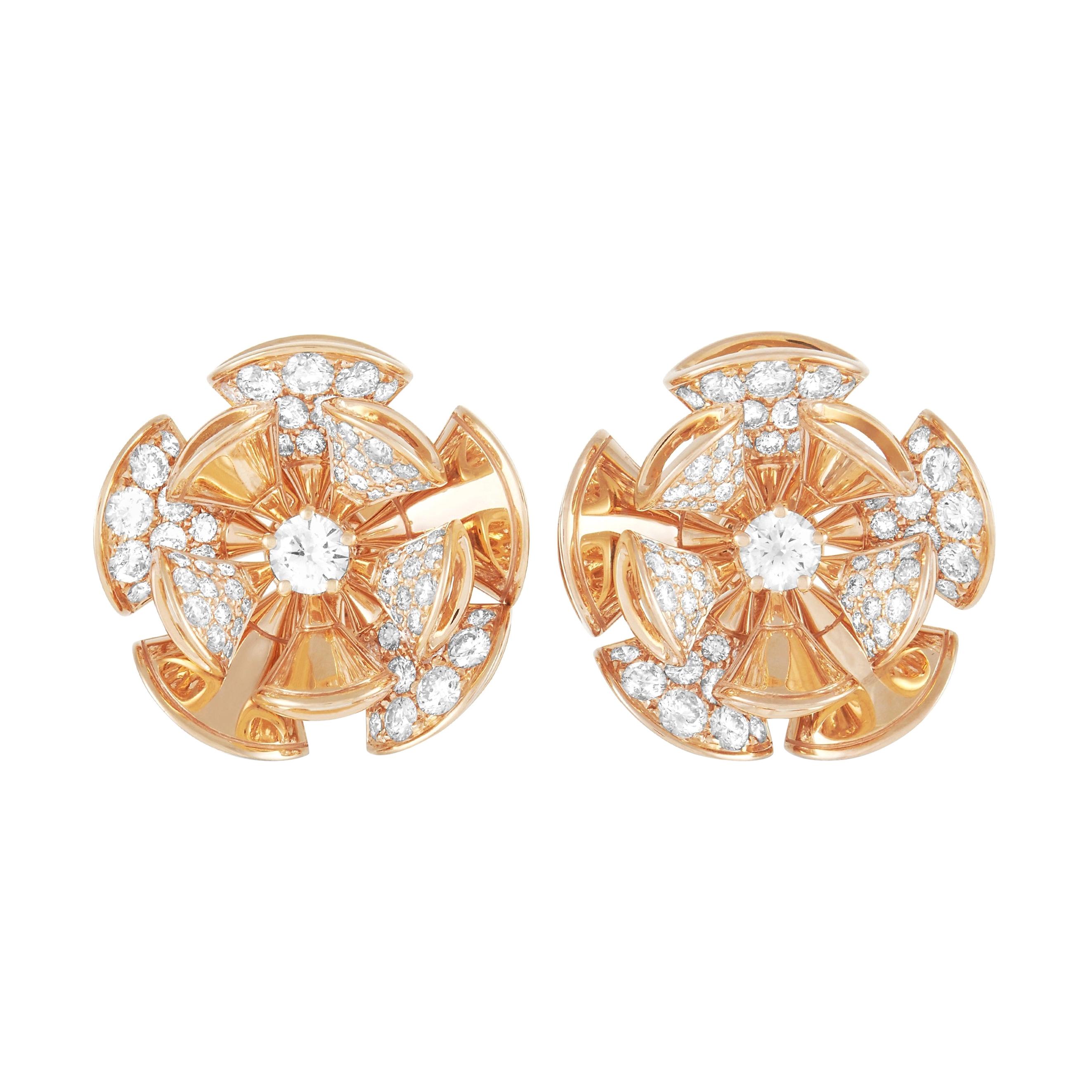 Bvlgari Divas' Dream Earrings in 18k Rose Gold and Diamonds - ShopStyle