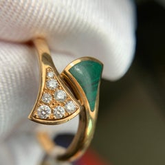 Bvlgari Divas' Dream 18K Rose Gold Diamond and Malachite Open Band Ring