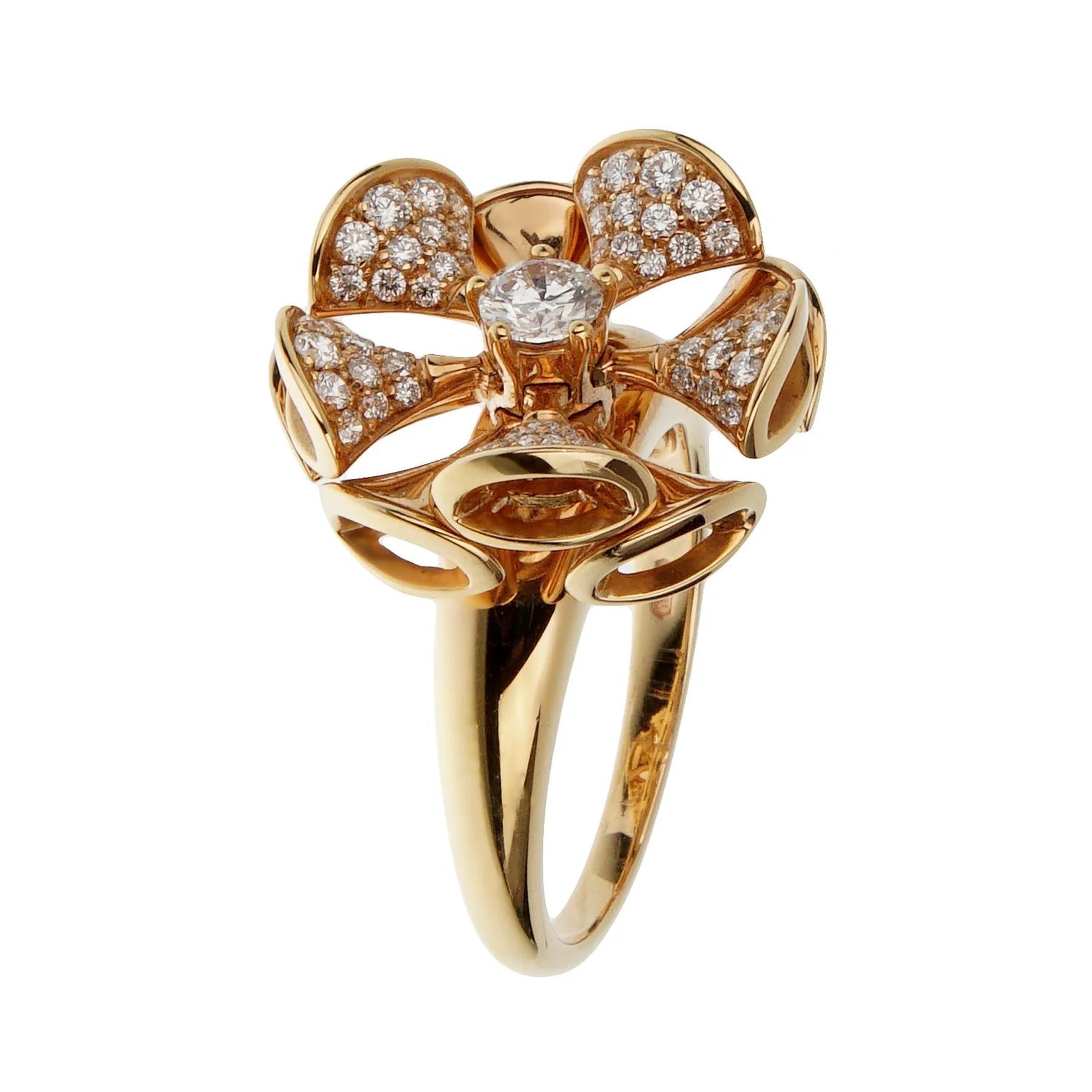 Bvlgari Divas' Dream 18k Rose Gold Diamond Cocktail Ring Sz 6 1/2 In Excellent Condition For Sale In Feasterville, PA