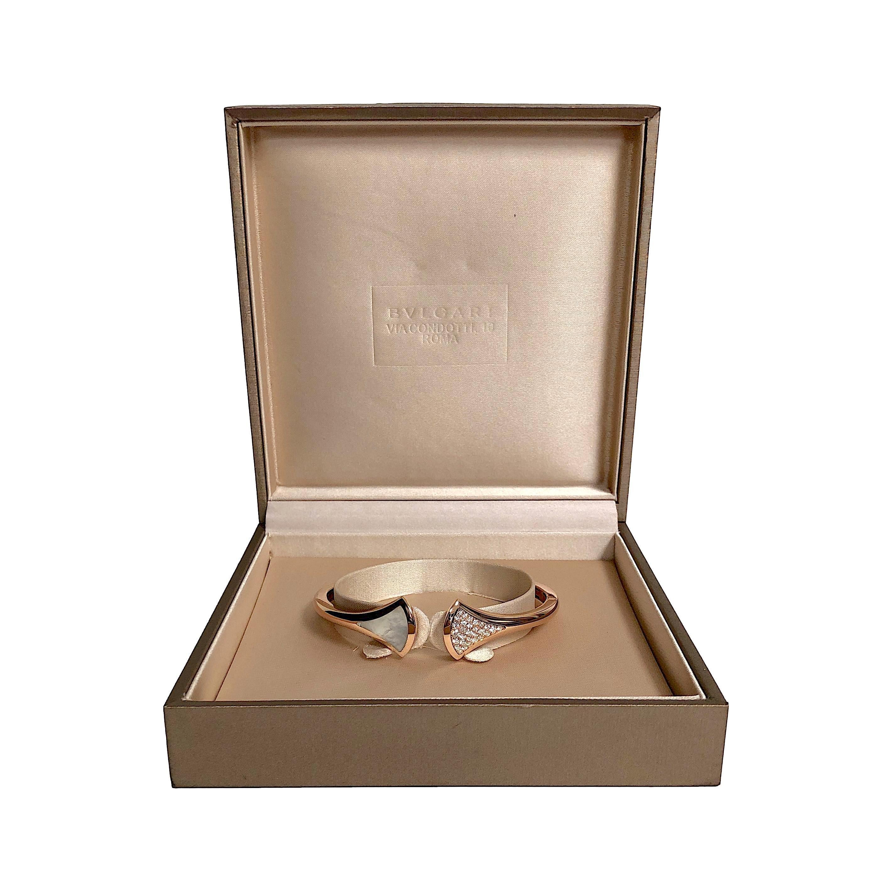 Bvlgari Diva's Dream 18K Rose Gold Diamond Open-Cuff Bracelet S/M For Sale 4