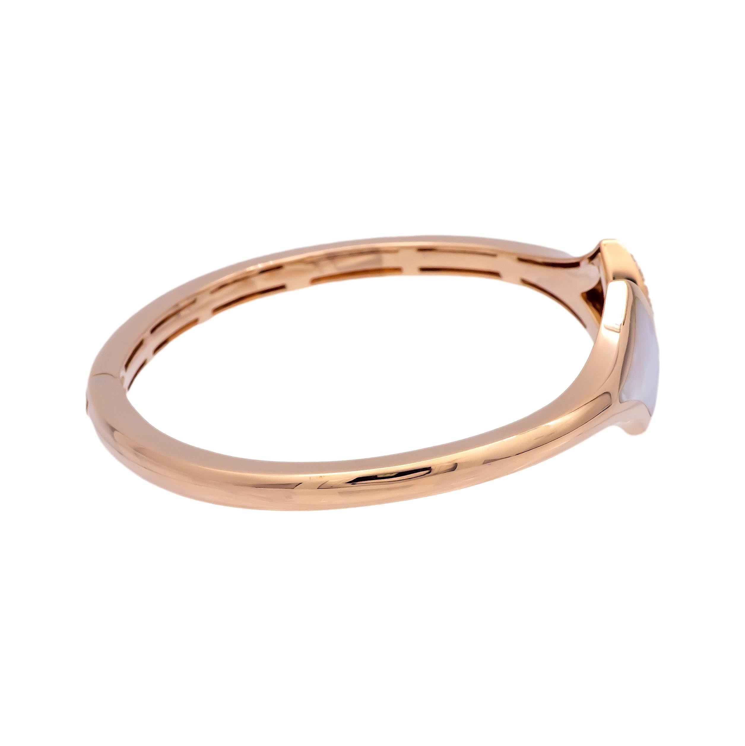 Brilliant Cut Bvlgari Diva's Dream 18K Rose Gold Diamond Open-Cuff Bracelet S/M For Sale