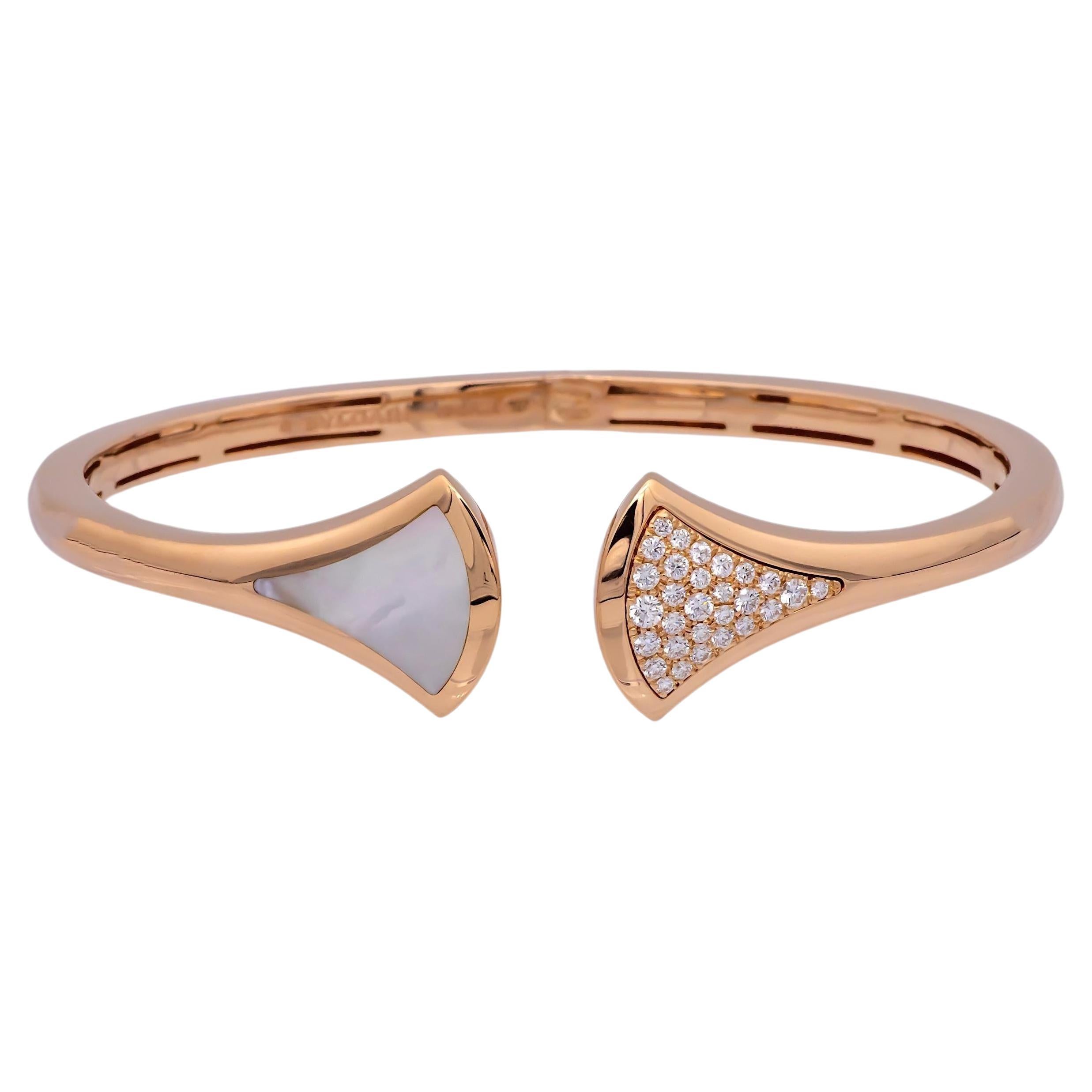 Bvlgari Diva's Dream 18K Rose Gold Diamond Open-Cuff Bracelet S/M For Sale