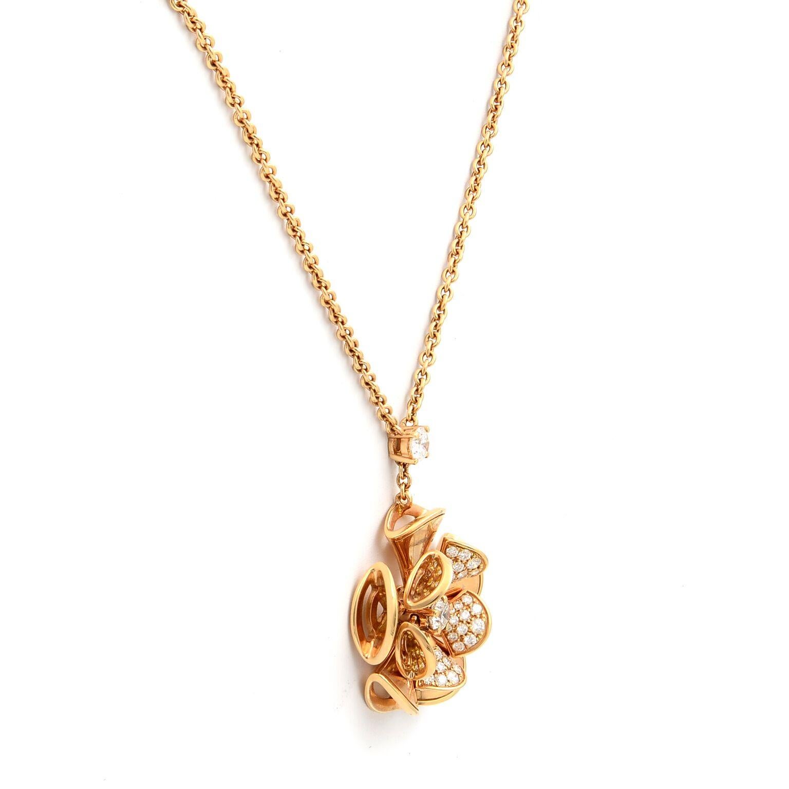 Modern Bvlgari Diva's Dream 18 Karat Rose Gold Diamond Pendant Necklace