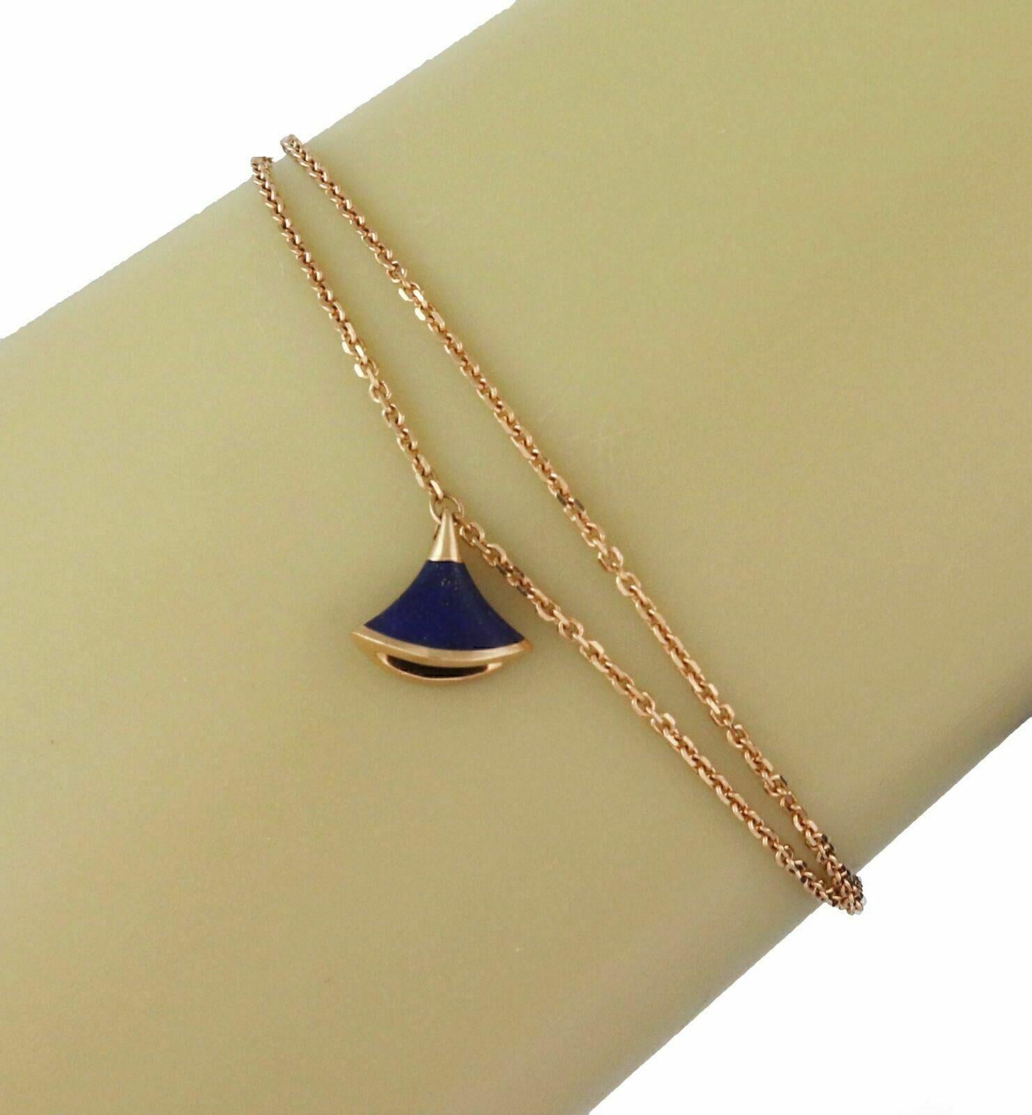 Bvlgari Diva's Dream Bracelet à breloques double chaîne en or rose 18 ct Lapis Lazuli Pour femmes en vente
