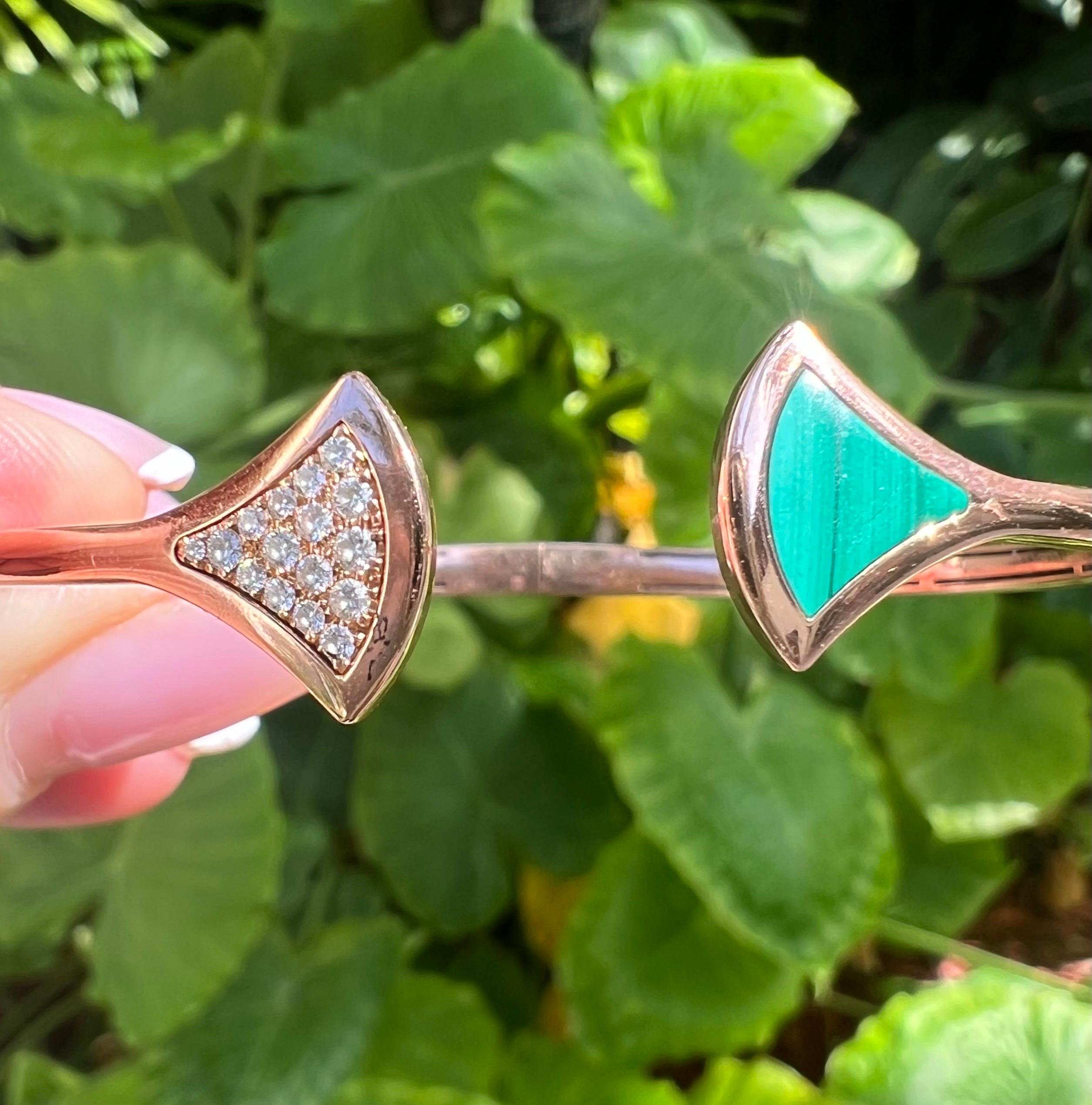 Bvlgari 18k Rose Gold Malachite Diamond Divas' Dream Bracelet 1