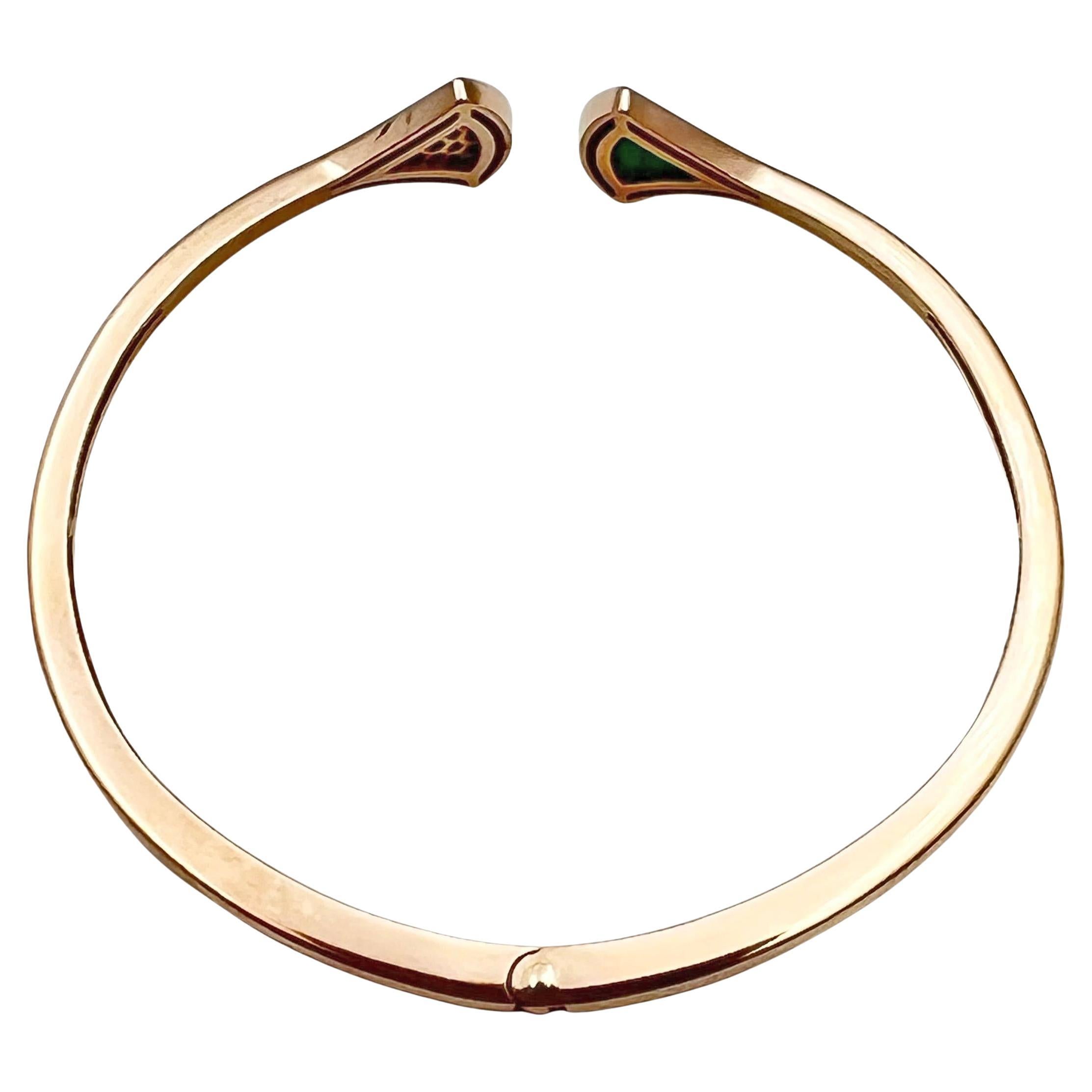 Brilliant Cut Bvlgari 18k Rose Gold Malachite Diamond Divas' Dream Bracelet