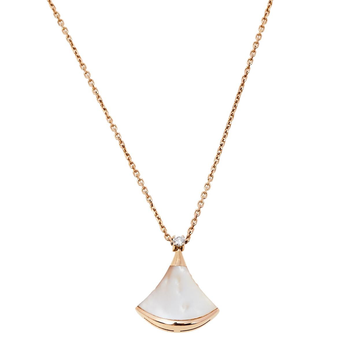 Bvlgari Divas' Dream 18K Rose Gold Mother of Pearl & Diamond  Pendant Necklace 1