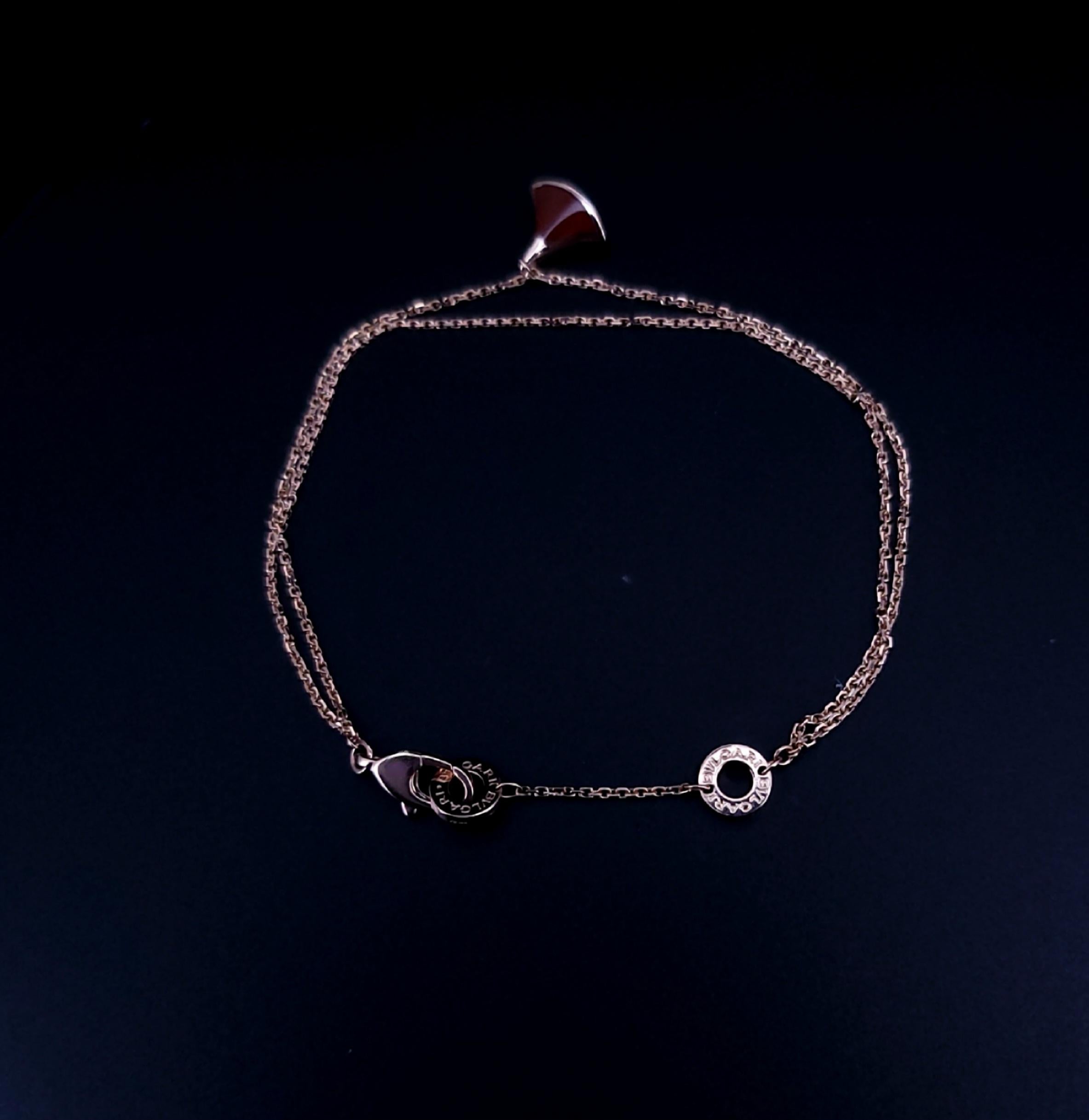 Donna BVLGARI Bracciale Sogno delle Dive ORO ROSA 18K Corniola  7 '' in vendita