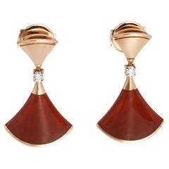 Bvlgari Divas' Dream Carnelian Diamond 18K Rose Gold Earrings