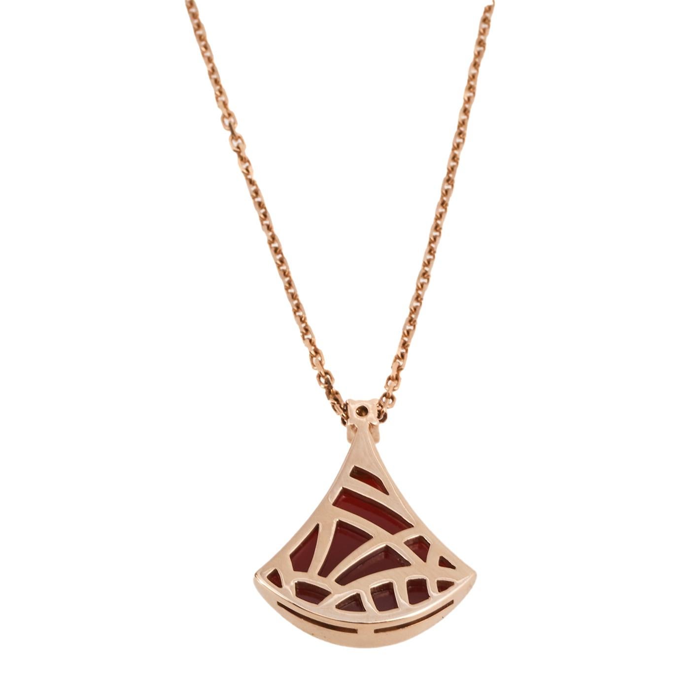 Women's Bvlgari Divas' Dream Carnelian Diamond 18K Rose Gold Necklace