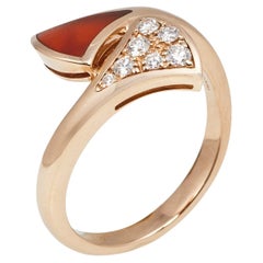 Bvlgari Divas' Dream Carnelian Diamond 18k Rose Gold Ring Size 46