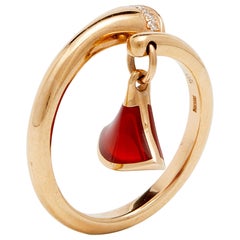 Bvlgari Divas' Dream Carnelian Diamonds 18k Rose Gold Charm Ring Size 51
