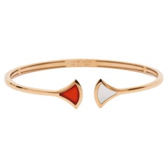 Bvlgari Divas' Dream Carnelian Mother of Pearl 18K Rose Gold Cuff Bracelet L