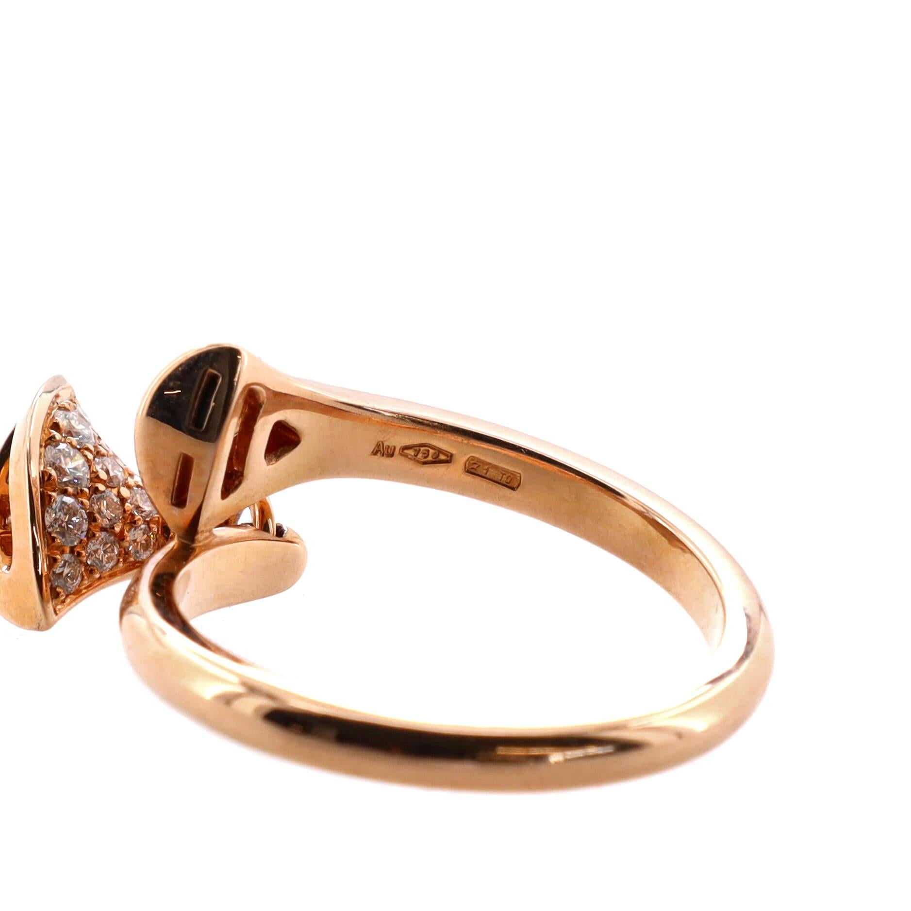 Bvlgari Divas' Dream Charm Ring 18k Rose Gold with Diamonds In Good Condition In New York, NY