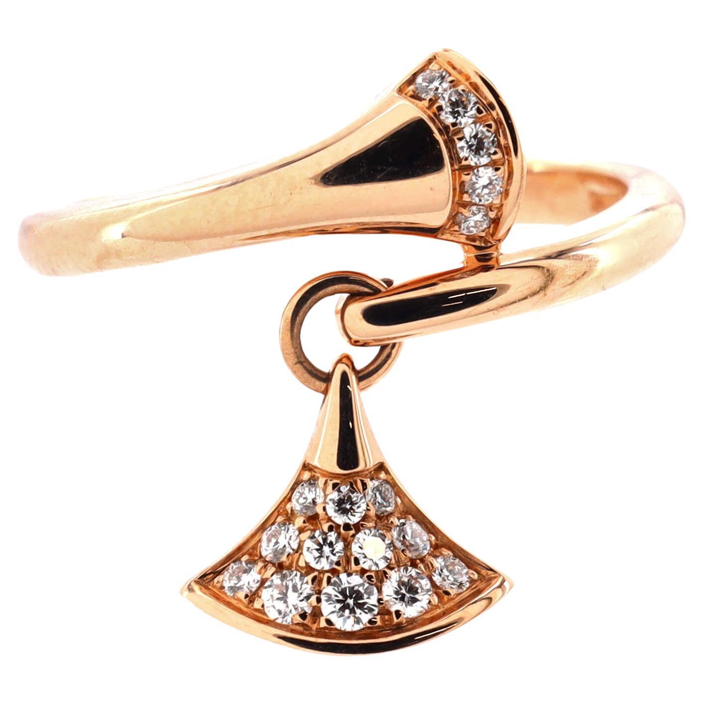 Bvlgari Divas' Dream Charm Ring 18k Rose Gold with Diamonds