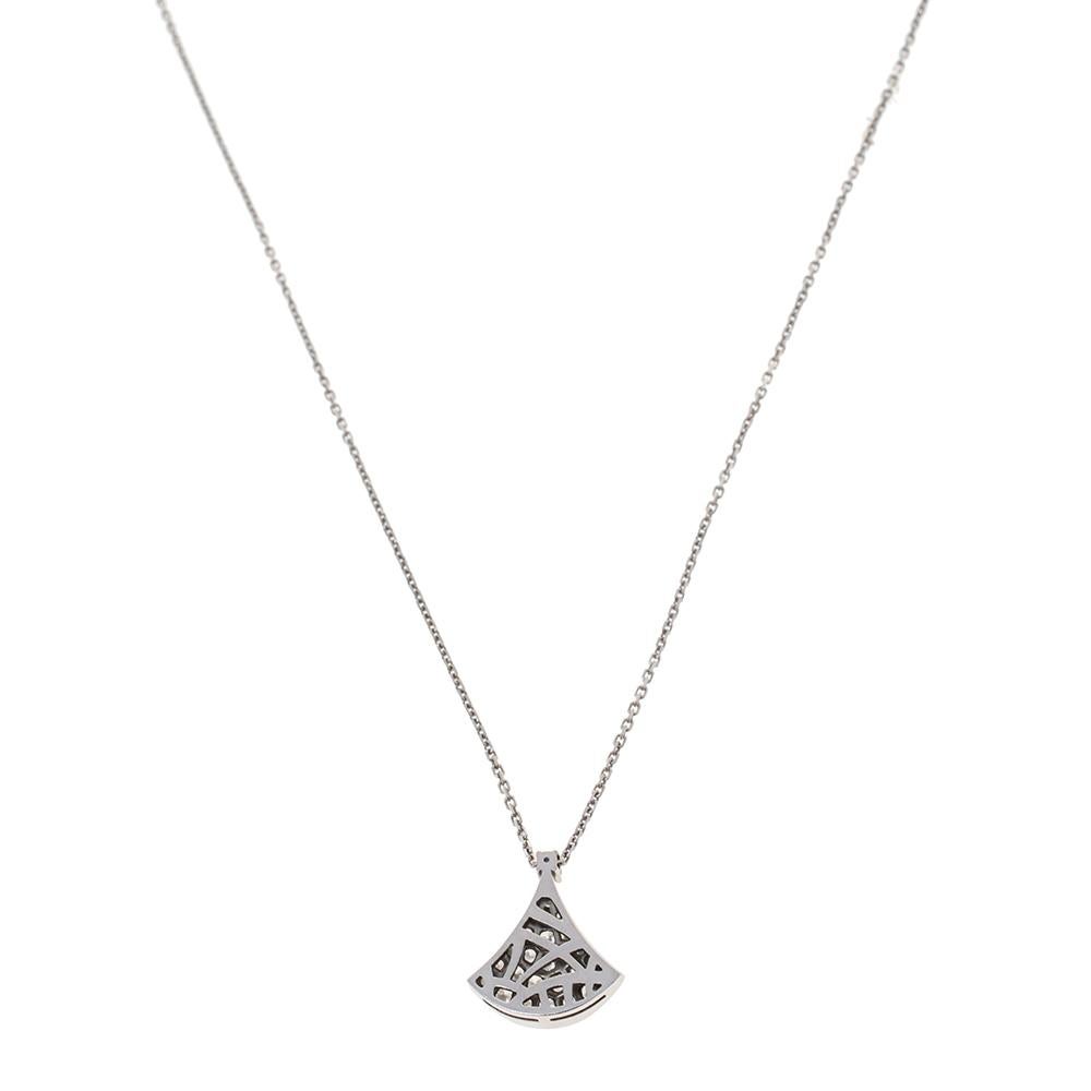 Contemporary Bvlgari Divas' Dream Diamond 18K White Gold Pendant Necklace