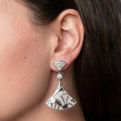 Bvlgari Diva’s Dream Diamond Earrings 18K White Gold Elegant Fan Motif
