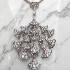 Bvlgari Divas Dream Diamond Long Pendant Necklace 18K White Gold Fan Motif