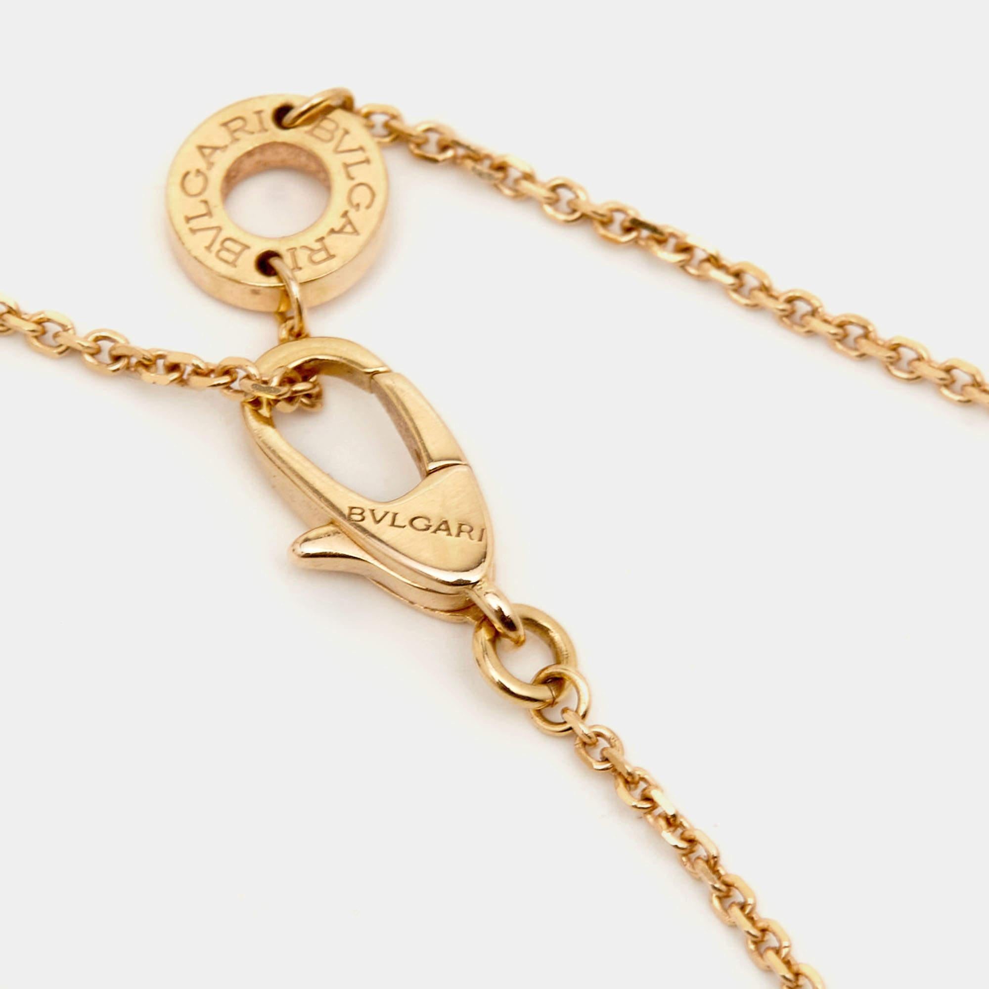 Rose Cut Bvlgari Divas' Dream Diamond Mother of Pearl 18k Rose Gold Necklace For Sale