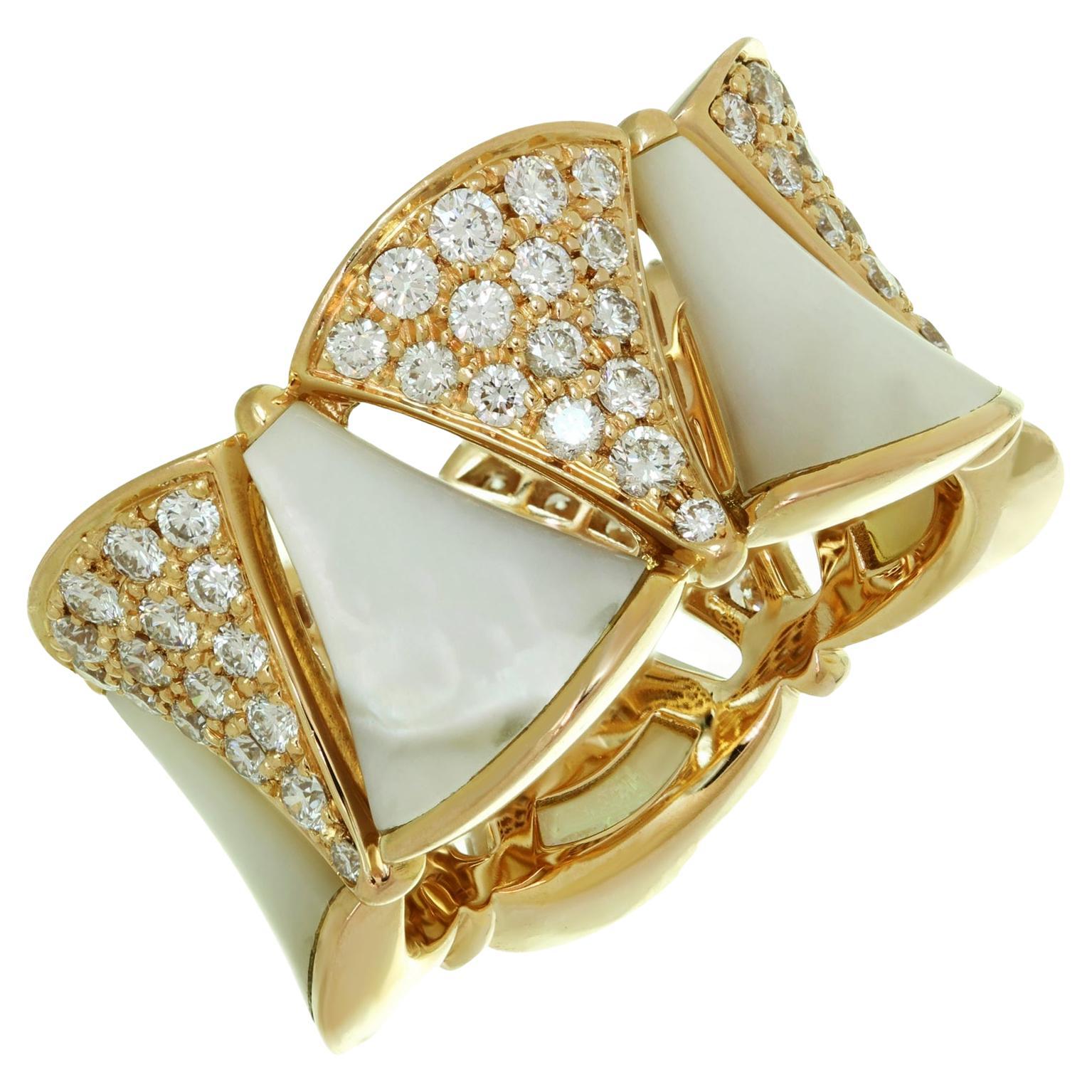 Bvlgari Divas Dream Diamond Mother-of-pearl 18k Rose Gold Ring For Sale