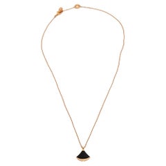 Bvlgari Divas' Dream Diamond Onyx 18K Rose Gold Pendant Necklace
