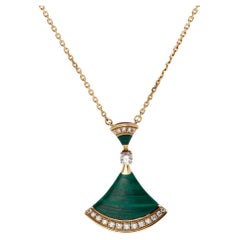 Bvlgari Divas' Dream Diamonds Malachite 18k Yellow Gold Pendant Necklace