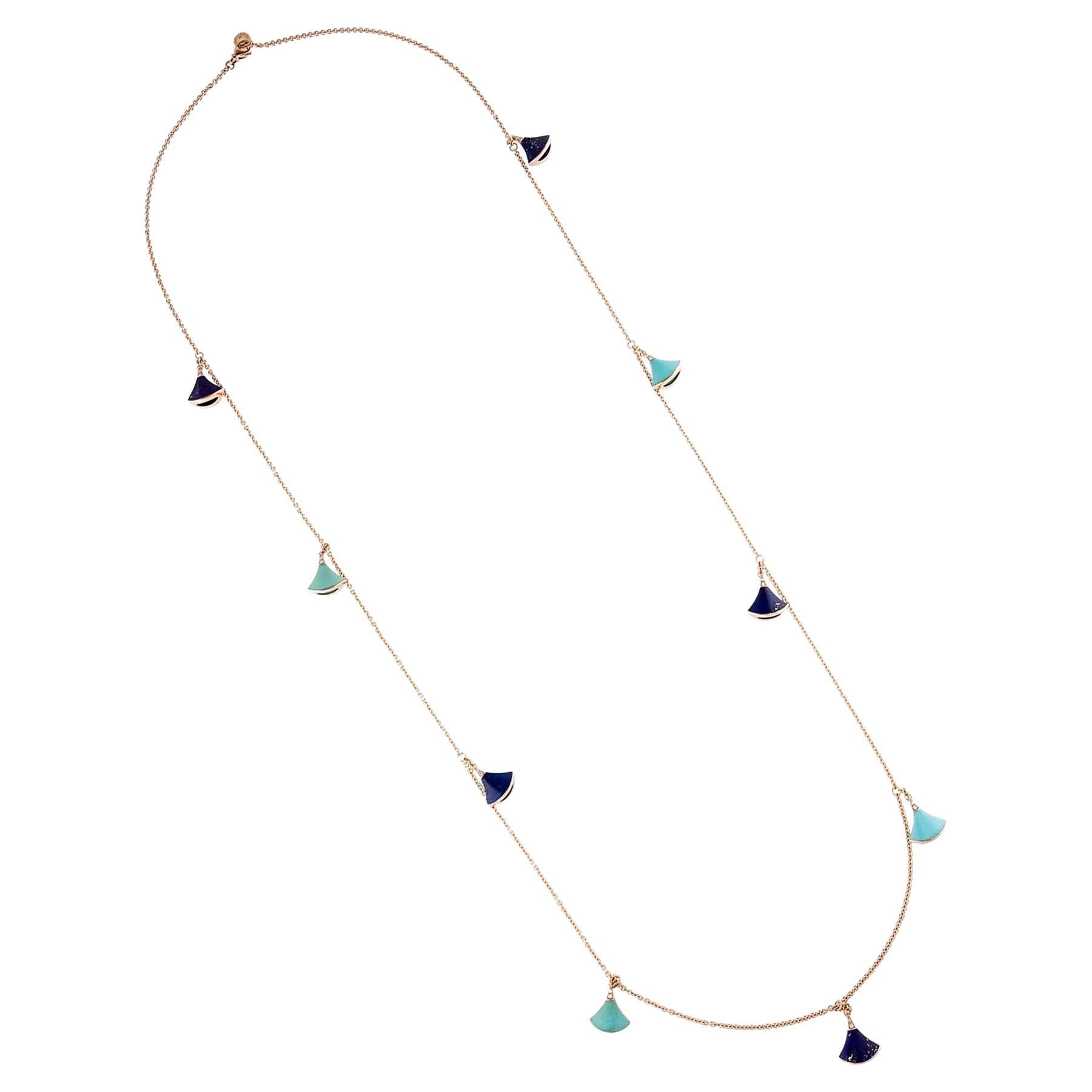 Bvlgari Divas Dream Lapis Turquoise Rose Gold Sautoir Necklace