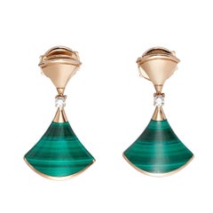 Bvlgari Divas' Dream Malachite Diamond 18K Rose Gold Earrings