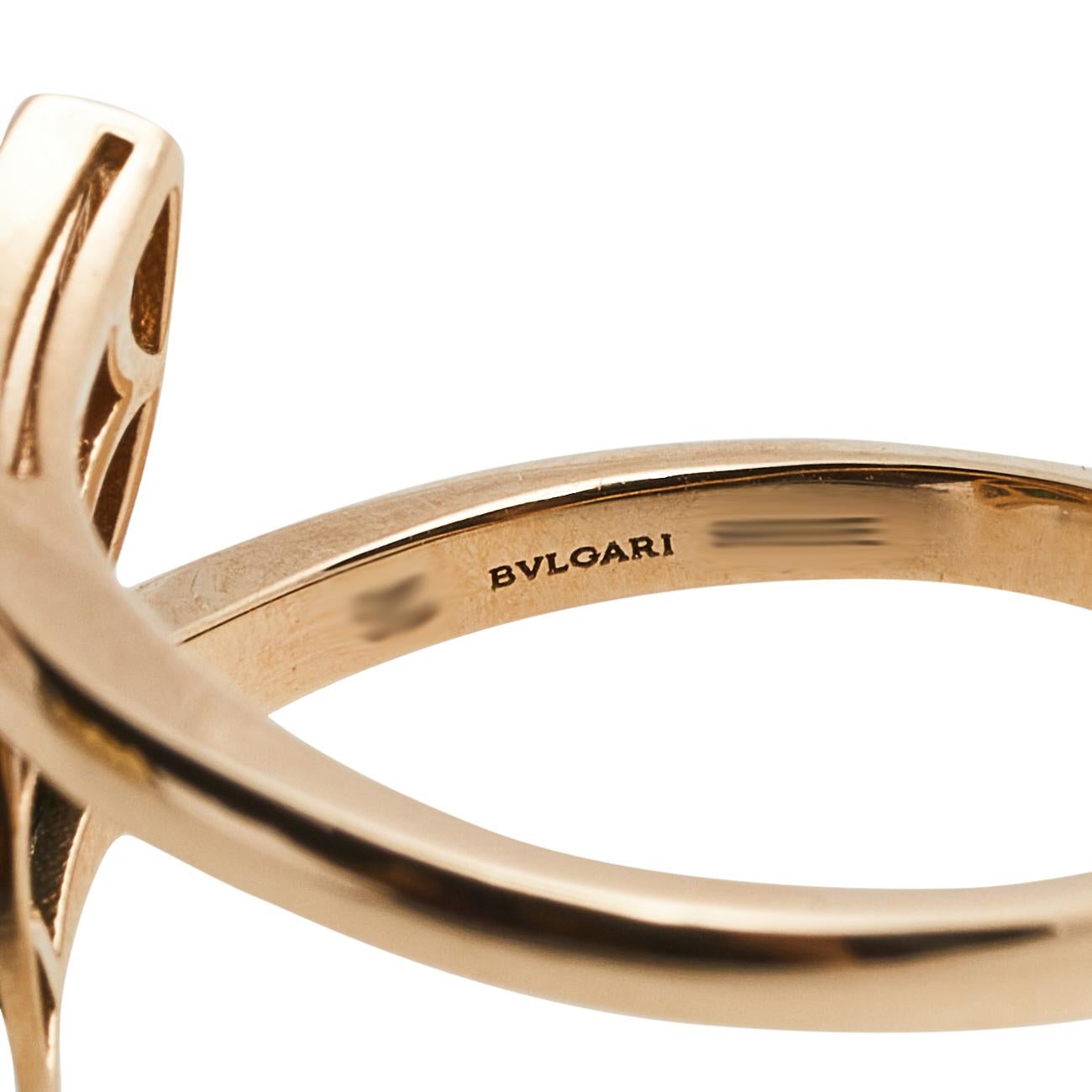 Women's Bvlgari Divas' Dream Malachite Diamond 18K Rose Gold Ring Size 53