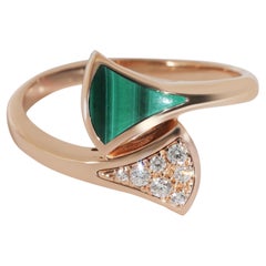 BVLGARI Diva's Dream Malachite Diamond Ring in 18k Yellow Gold 0.08 CTW