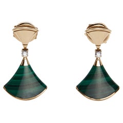 Bvlgari Divas' Dream Malachite Diamonds 18k Rose Gold Earrings