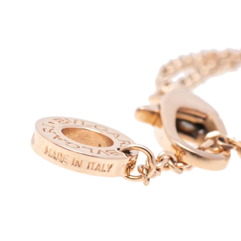 Bvlgari Divas’ Dream Mother of Pearl 18K Rose Gold Charm Bracelet M/L In Fair Condition In Dubai, Al Qouz 2