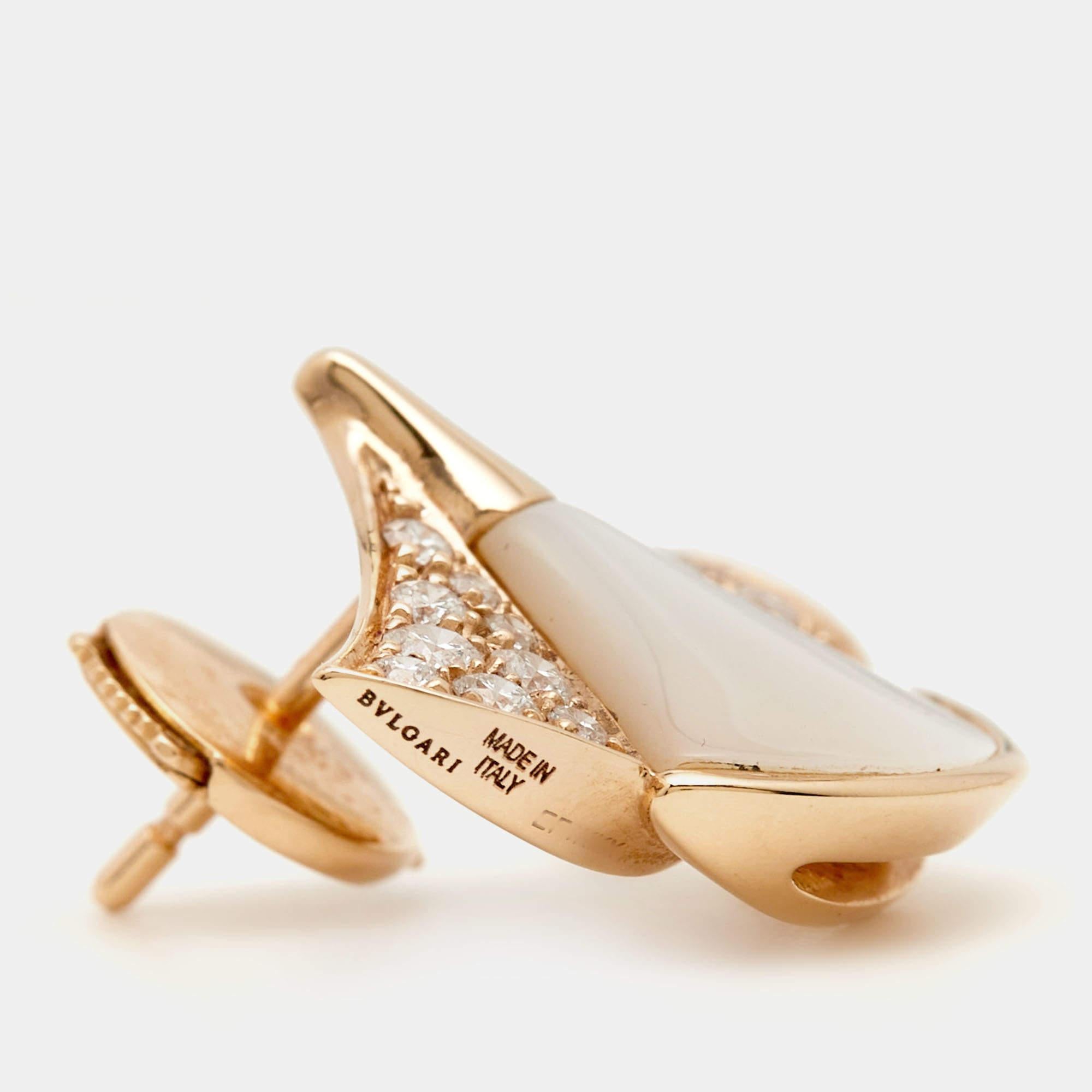 Contemporary Bvlgari Divas' Dream Mother of Pearl Diamond 18K Rose Gold Earrings