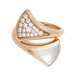 Bvlgari Divas' Dream Mother of Pearl Diamond 18k Rose Gold Ring Size 45