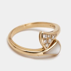 Bvlgari Divas' Dream Mother of Pearl Diamonds 18k Rose Gold Ring Size 52