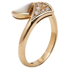 Bvlgari Divas' Dream Mother of Pearl Diamonds 18k Rose Gold Ring Size 52