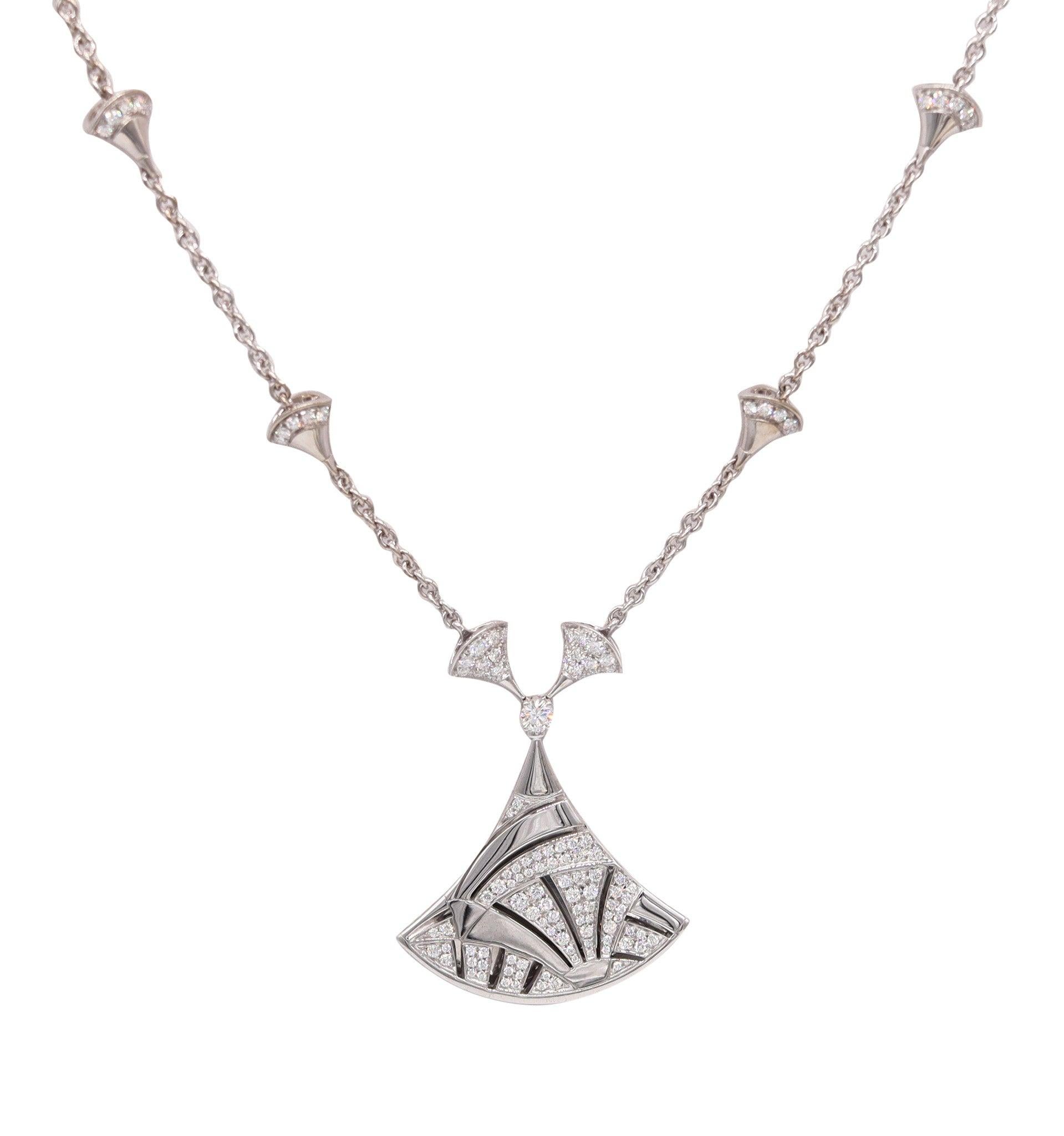 BVLGARI Collier Diva Dream en or blanc 18Kt avec 5.84 Cwt. Diamants VVS en boîte en vente