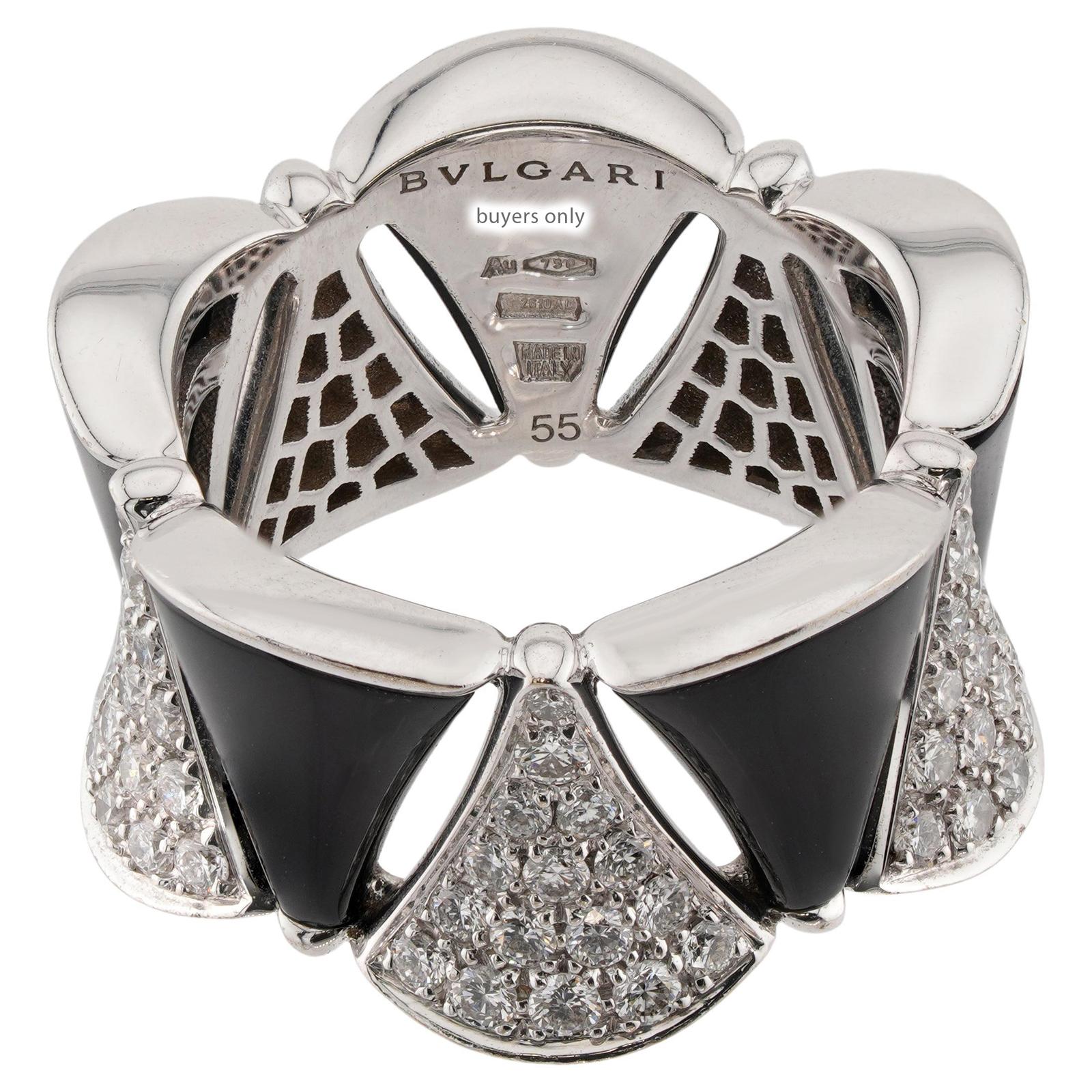 BVLGARI Diva's Dream Onyx Diamond 18k White Gold Ring For Sale 1