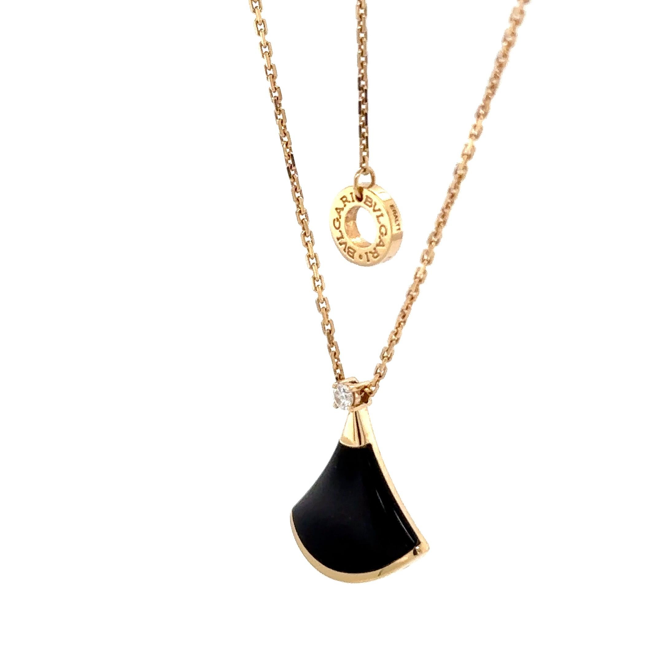 Bvlgari Divas’ Dream Onyx & Diamond Pendant 0.03ct In Excellent Condition For Sale In SYDNEY, NSW