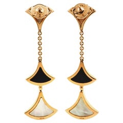 Used Bvlgari Divas' Dream Onyx Mother of Pearl 18k Rose Gold Dangle Earrings