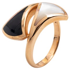 Bvlgari Divas' Dream Onyx Mother of Pearl 18k Rose Gold Ring Size 54