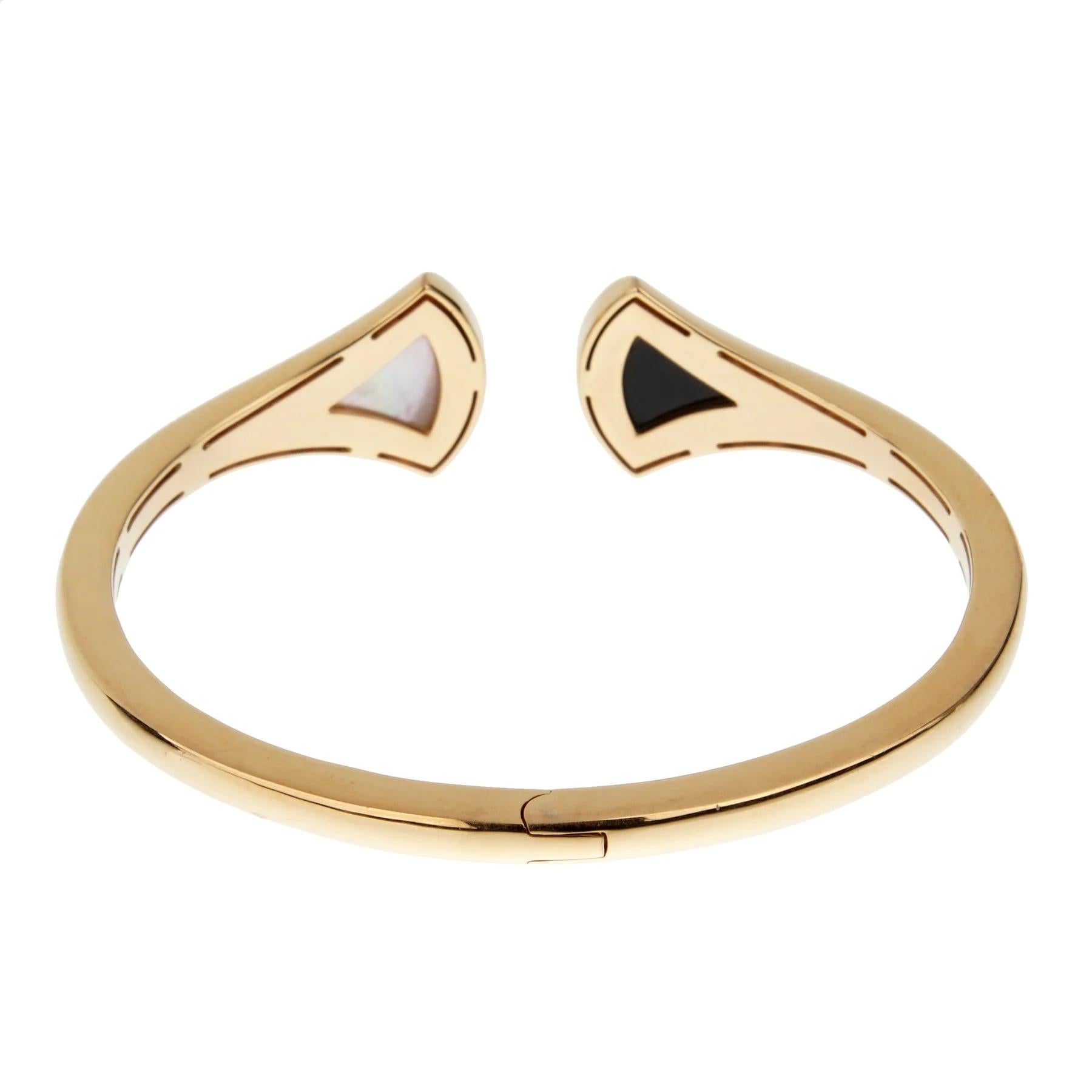 Armreif von Bvlgari Divas Dream Onyx & Perlmutt Roségold im Zustand „Hervorragend“ im Angebot in Feasterville, PA