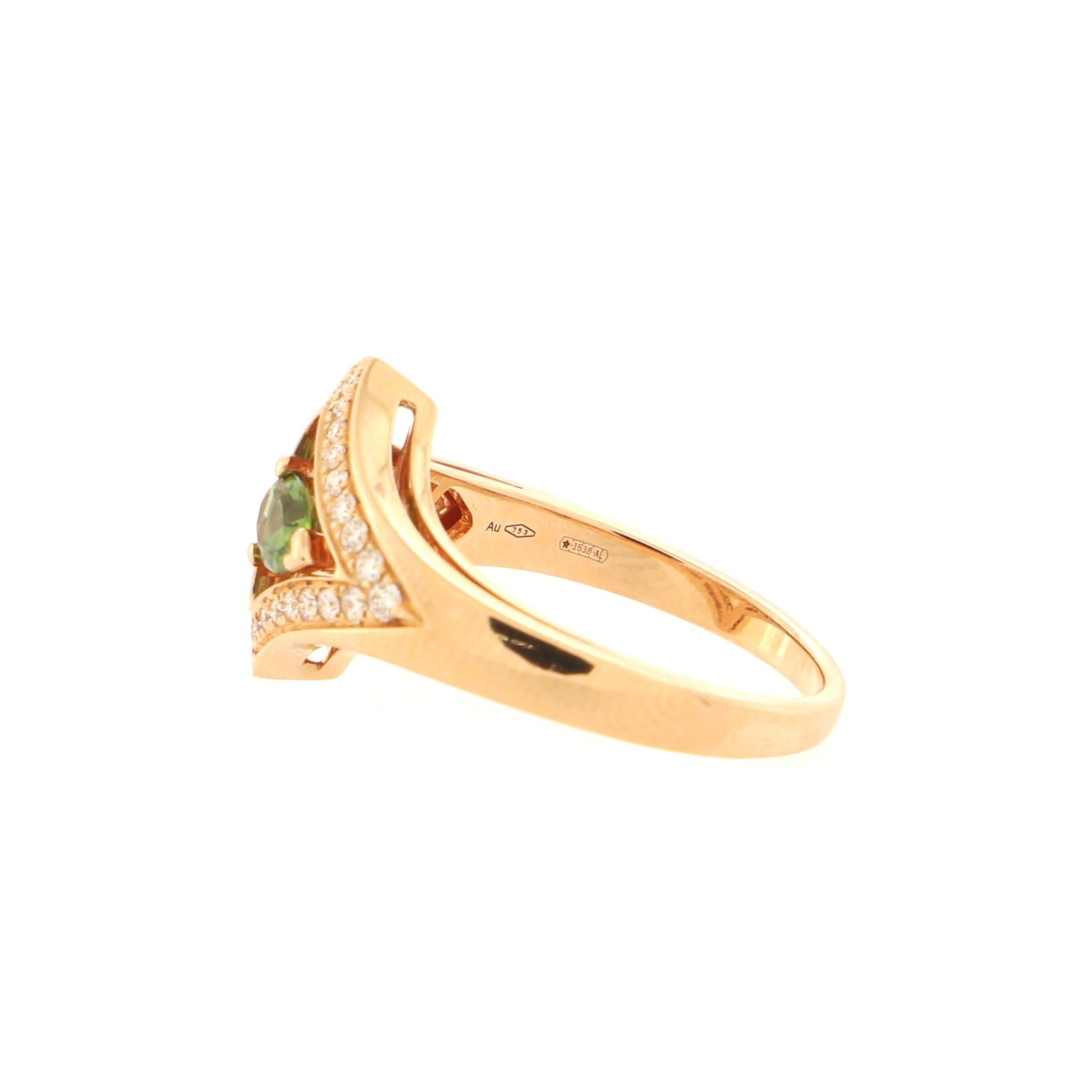 Bvlgari Diva's Dream Openwork Ring 18k Rose Gold with Diamonds and Green 1
