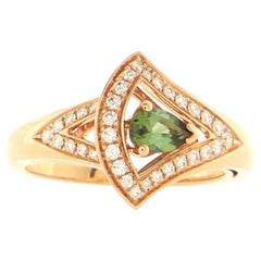 Bvlgari Diva's Dream Openwork Ring 18k Rose Gold with Diamonds and Green